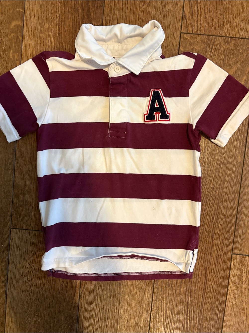 Gymboree Maroon and White Striped Polo with